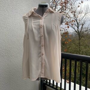 Sheer Suzy Shier women’s sleeveless embellished collar blouse large